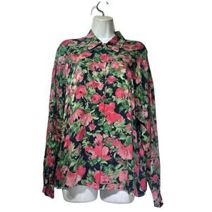 Vintage Luca Luca Italy 100% Silk Floral Button Down Shirt Blouse EU Size 46